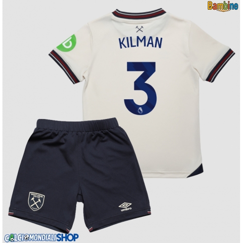 Maglie da calcio West Ham United Max Kilman #3 Seconda Maglia Bambino 2025-26 Manica Corta + Pantaloni corti)